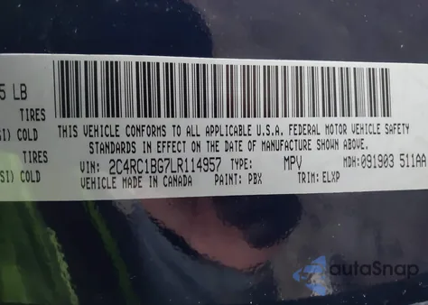 2020 Chrysler Pacifica Touring L from USA, damaged, VIN 2C4RC1BG7LR114957